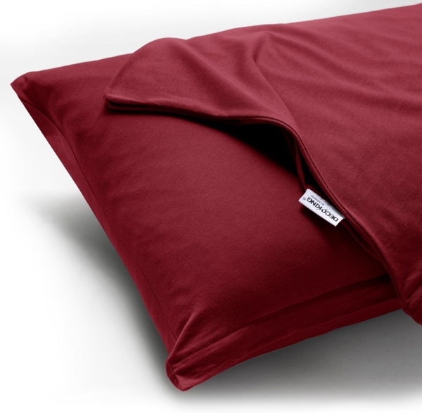 DecoKing 2 Kissenbezüge 20x120 cm Jersey 100% gekämmte Baumwolle Reißverschluss Bordeaux Amber Bild 3
