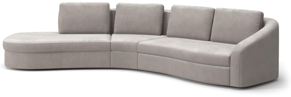 Cavadore Ecksofa Jawa / Bodennahe Eckcouch mit Sofa 2,5-sitzig und Trapezecke halbrund (60 Grad) / 366 x 88 x 230 / Flachgewebe, Hellgrau Bild 1