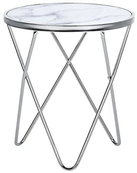 Beliani 'Meridian II' Couchtisch, Glas/Metall, Silber, 50 x 55 cm