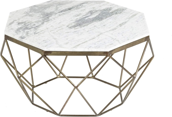 riess-ambiente Couchtisch DIAMOND 70cm weiß / messing, Wohnzimmer · Marmor · Metall · eckig · Handarbeit