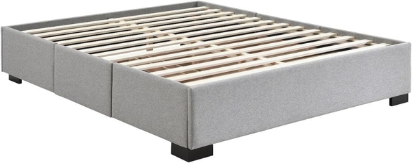 Vente-unique - Bettgestell mit Schubladen 140 x 190 cm - Stoff - Grau - KOLANE von YSMÉE