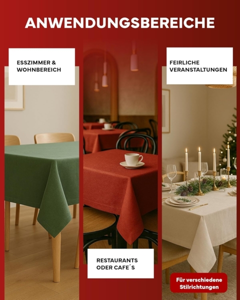 texpot Tischdecke 160x220 cm oval Rot Leinenoptik Lotuseffekt Fleckschutz Bügelfrei Tischtuch Bild 7