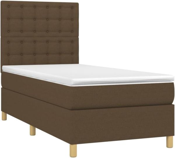 vidaXL Boxspringbett mit Matratze & LED Dunkelbraun 90x200 cm Stoff, Härtegrad: H2 [3135728]