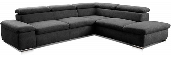 Cavadore Ecksofa Alkatraz / L-Form Sofa groß mit Ottomanen rechts und verstellbaren Kopfteilen / Modernes Design und hochwertiger Webstoff-Bezug / Maße: 272 x 73 x 226 / Farbe: Schwarz (Paris schwarz)