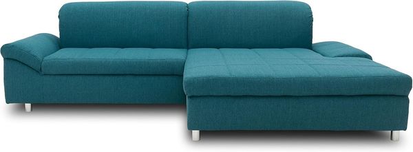 DOMO. collection Mika Ecksofa, Sofa mit Schlaffunktion und Bettkasten in L-Form, Schlafsofa mit Rücken- und Armlehnfunktion, türkis, 260 x 178 x 80 cm