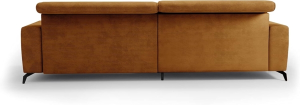 CAVADORE Ecksofa Bounce mit Cord-Bezug / Eckcouch mit Longchair + mattschwarzen Metallfüßen / 290 x 88 x 178 / Breitcord, Gold-Gelb Bild 4