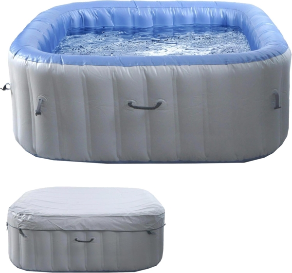 Whirlpool HWC-N97, Ersatz-Pool 5 Personen, In-/Outdoor aufblasbar PVC laminiert, eckig 180cm, grau-blau