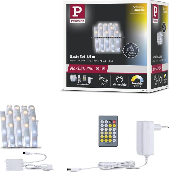 Paulmann No. 79876 MaxLED 250 Basisset beschichtet 1,5m IP44 TunableWhite Protect Cover