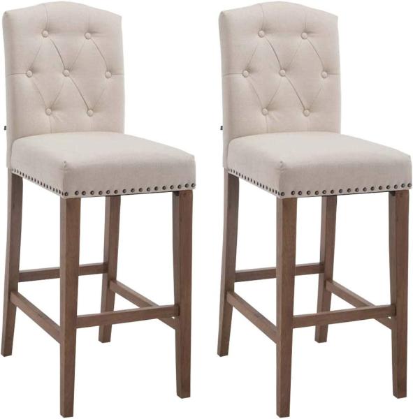 2er Set Barhocker Louise Stoff antik-hell, creme