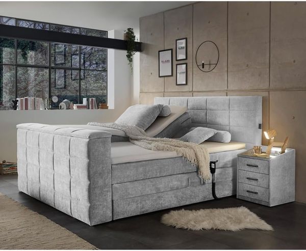 'DENVER 6' Boxspringbett 180x200 cm, silver