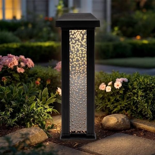 Spetebo LED Solarleuchte Gartenstecker im Sprudelsäule Design - 30 cm, Solar betrieben, LED fest integriert, warm weiß, stimmungsvolles Lichtspiel