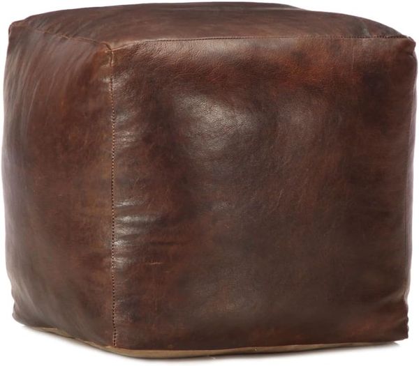 Pouf Dunkelbraun 40 x 40 x 40 cm Echtes Ziegenleder [248127]