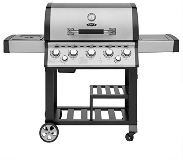Justus 'Mars' Gasgrill, 5+2 Brenner, Backburner, Edelstahl silber / schwarz, 158 x 62 x 122 cm