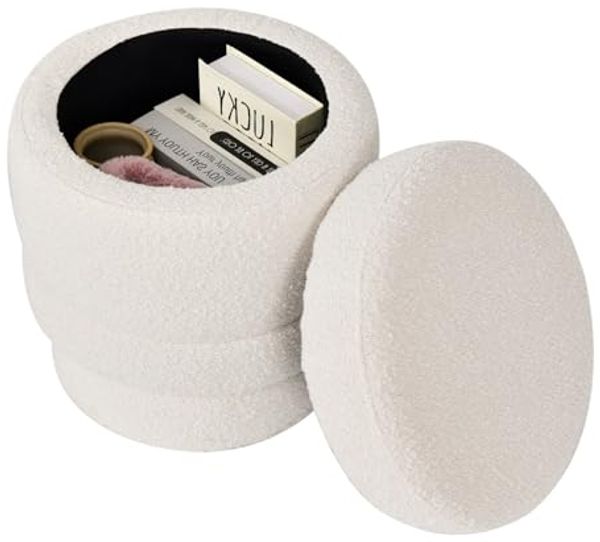 Duhome Hocker (9268B1), Runder Polsterhocker mit Stauraum, drehbar