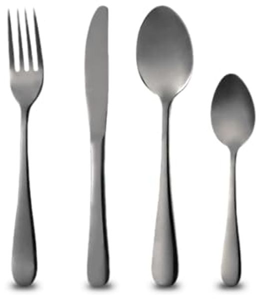 Bergner Besteck-Set 24-tlg. Edelstahl Besteckset "Munich" Essbesteck (24-tlg), Schwarz, hochglänzend, spülmaschinengeeignet