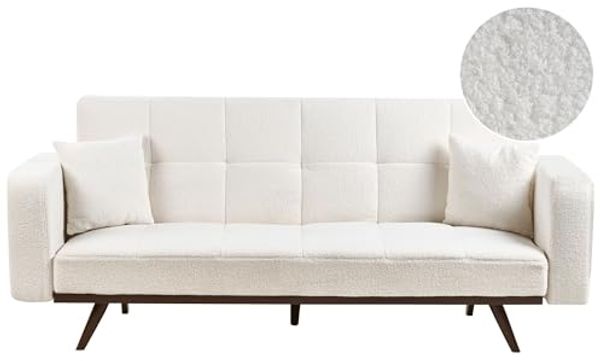 Schlafsofa 3-Sitzer HJULBY Bouclé Cremeweiß