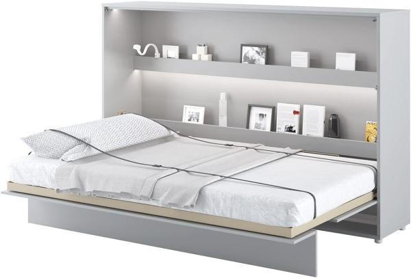 MEBLINI Schrankbett Bed Concept - BC-05 - 120x200cm Horizontal - Grau Matt - Wandbett mit Lattenrost - Klappbett mit Schrank - Wandklappbett - Murphy Bed - Bettschrank