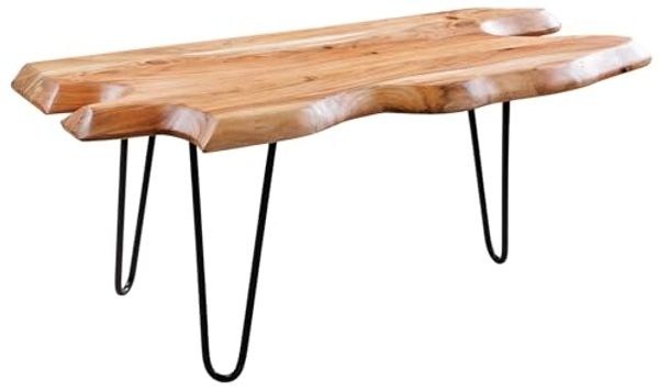 riess-ambiente Couchtisch WILD 100cm natur / schwarz (Einzelartikel, 1-St), Wohnzimmer · Massivholz · Metall · Baumkante · Unikat