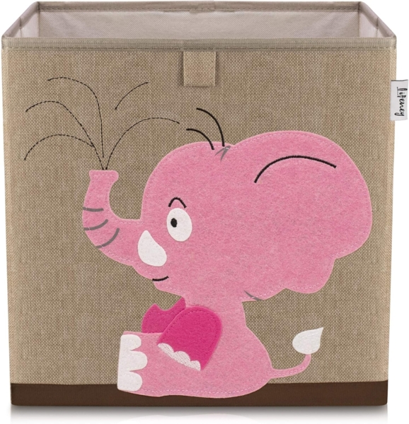 Lifeney Aufbewahrungsbox mit Elefant Motiv I Spielzeugbox mit Tiermotiv passend für Würfelregale I Ordnungsbox für das Kinderzimmer I Aufbewahrungskorb Kinder
