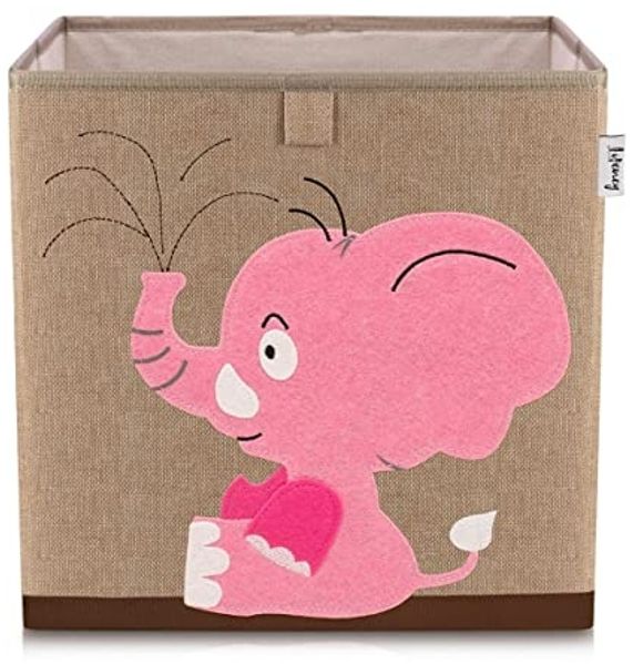 LIFENEY Aufbewahrungsbox mit Elefant Motiv I Spielzeugbox mit Tiermotiv passend für Würfelregale I Ordnungsbox für das Kinderzimmer I Aufbewahrungskorb Kinder