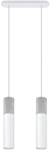 Pendelleuchte, Stahl weiß, Beton grau, 2-flammig, H 100cm