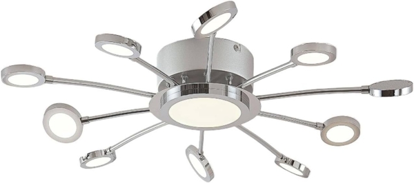 Lindby Deckenleuchten Meru, LED, Metall, Chrom Farbwechsel warmweiß / tageslicht IP20 mit Fernbedienung, LED 26,9 W gesamt, Farbwechsel warmweiß / tageslicht