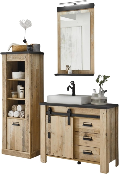 Badmöbel Set 5-teilig Stove in Used Wood hell 166 x 210 cm