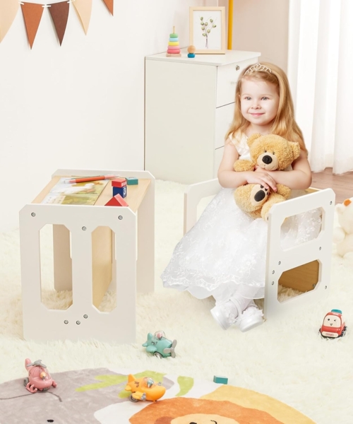 Yorbay Kindertisch Kindersitzgruppe 2 in 1 mit Sitzbank, Sitzgruppe für Kinder (2-tlg), Multifunktionstisch Bild 6