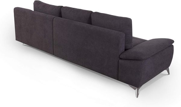 CAVADORE Ecksofa Lina / Moderne Eckcouch mit Longchair und Steppung im Sitz / 270 x 85 x 163 / Flachgewebe: Dunkelgrau Bild 4