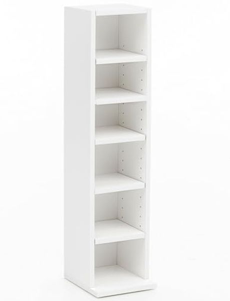 Standregal, Bücherregal mit 6 Fächern, weiß, 21 x 91 x 25,5 cm
