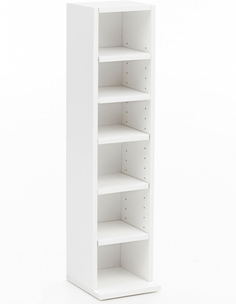 Standregal, Bücherregal mit 6 Fächern, weiß, 21 x 91 x 25,5 cm