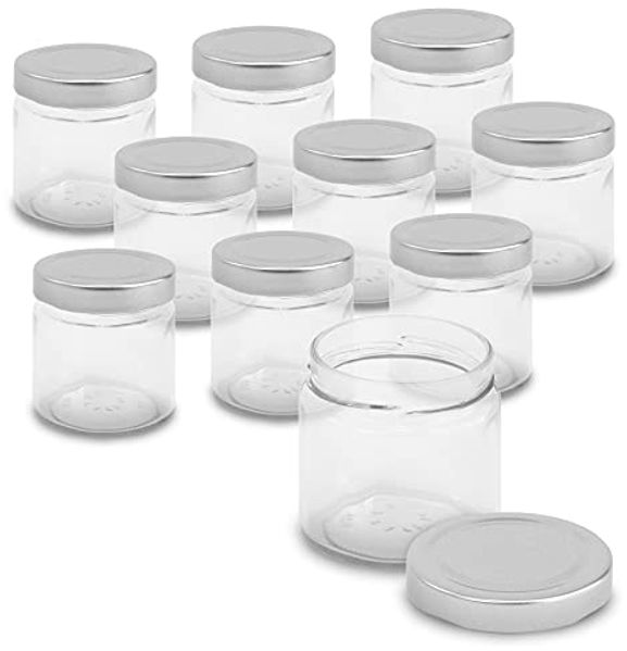 itenga Marmeladenglas itenga Set 10 Marmeladengläser rund mit silbernem Deckel 212ml