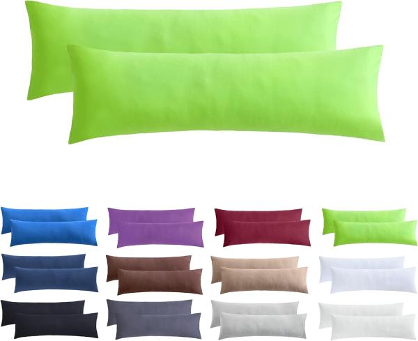 NatureMark 2er Pack Jersey Kissenbezug Kissenhülle Kissenbezüge Seitenschläferkissen Nackenkissen viele Größen und Farben ÖKO-TEX (40 x 145 cm (Seitenschläfer/Stillkissenbezug), Apfel grün)