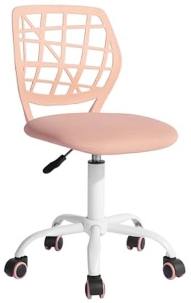 FurnitureR Esszimmer-Drehstühle, 1PC Küchenstuhl, gepolsterter Stuhl, Drehstuhl, bequemer Stuhl mit Rädern, Rückenlehne, armloser Stuhl für Esszimmer, Wohnzimmer, Pfirsich rosa