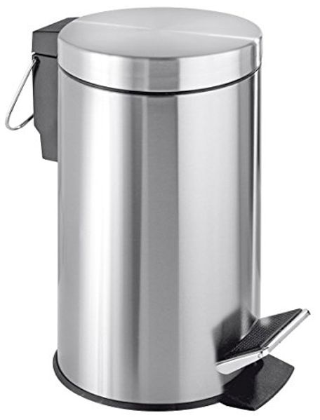 WENKO 18443100 Kosmetik Treteimer Easy Close - Absenkautomatik, Anti-Fingerprint, Fassungsvermögen 3 L, Edelstahl rostfrei, 17 x 25 x 17 cm, Matt