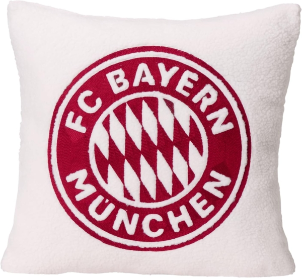 FC Bayern München Kopfkissen FC Bayern München Dekokissen I Sofakissen I Sherpa I Weiß I 45 x 45 cm