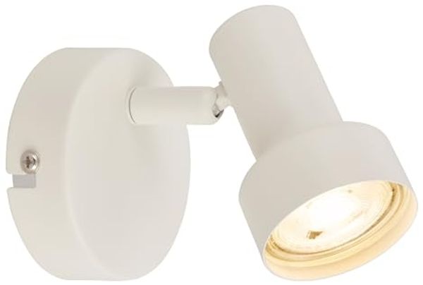 BRILONER - Wandleuchte innen schwenkbar, GU10 Fassung, max. 9W, Leselampe, Wandlampe innen, Wohnzimmerlampe, Lampe, Küchenlampe, Flurlampe, Schlafzimmer, Wandbeleuchtung, 8x10,5 cm, Altweiß