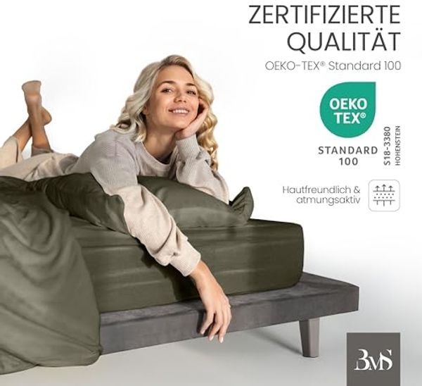 Mako-Satin Spannbettlaken dark olive 120x200cm Bild 6