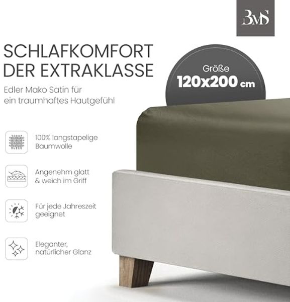 Mako-Satin Spannbettlaken dark olive 120x200cm Bild 2