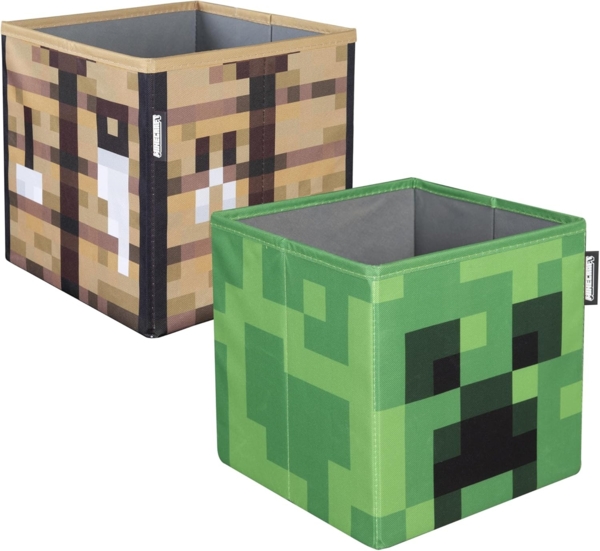 MINECRAFT - Aufbewahrungsboxen im 2er Set, faltbare Stoffboxen mit Stauraum, Creeper Design