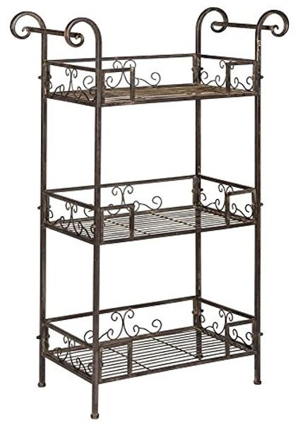 Safavieh Modern Metall Außenregal, Rustikales Braun