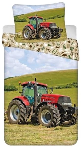 Bettwäsche Tractor 140x200 cm – Baumwolle Set mit Traktor Motiv, Reißverschluss