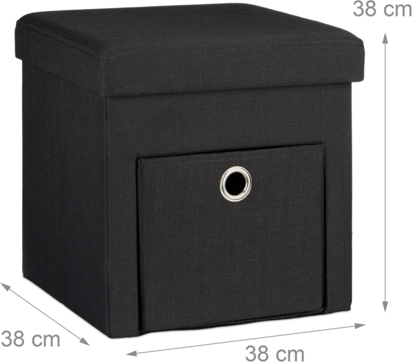 Faltbarer Sitzhocker Leinen mit Fach Bild 5