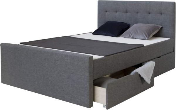 Homestyle4u Polsterbett inkl. Lattenrost und Schubladen, 140x200 cm, 2 Schubladen