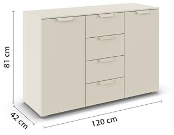 rauch Aditio Box, Kommode, 2-türig, 4 Schubladen, mit Softclose-Funktion, Farbe Beige, BxHxT 120x81x42cm Bild 3