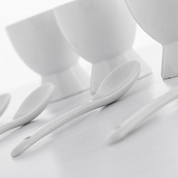 8 tlg. Set Eierhalter für 4 Eier & 4 Löffel Eierbecher Porzellan weiß Set Bild 4