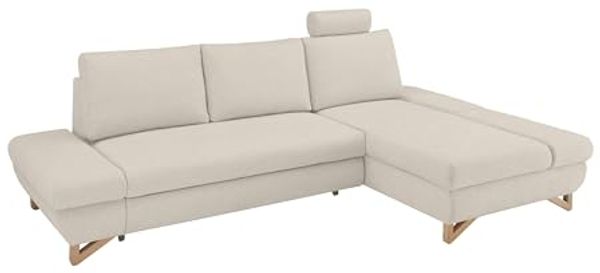 Ecksofa Skalm in Creme mit Bettfunktion 284 cm