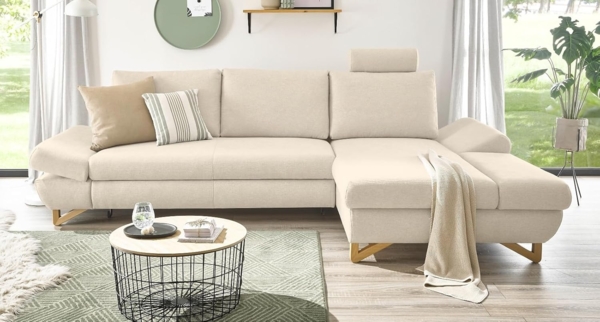 Ecksofa Skalm in Creme mit Bettfunktion 284 cm Bild 2