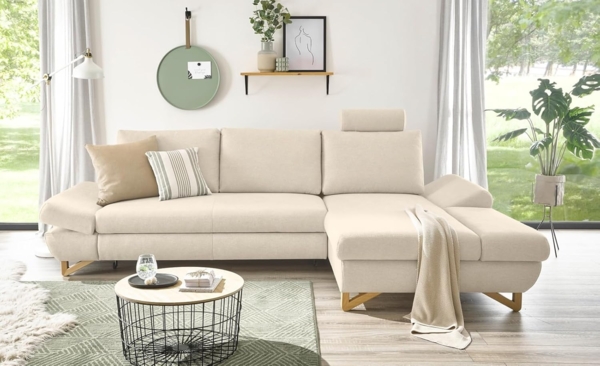 Ecksofa Skalm in Creme mit Bettfunktion 284 cm Bild 7