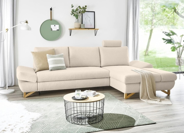 Ecksofa Skalm in Creme mit Bettfunktion 284 cm Bild 6
